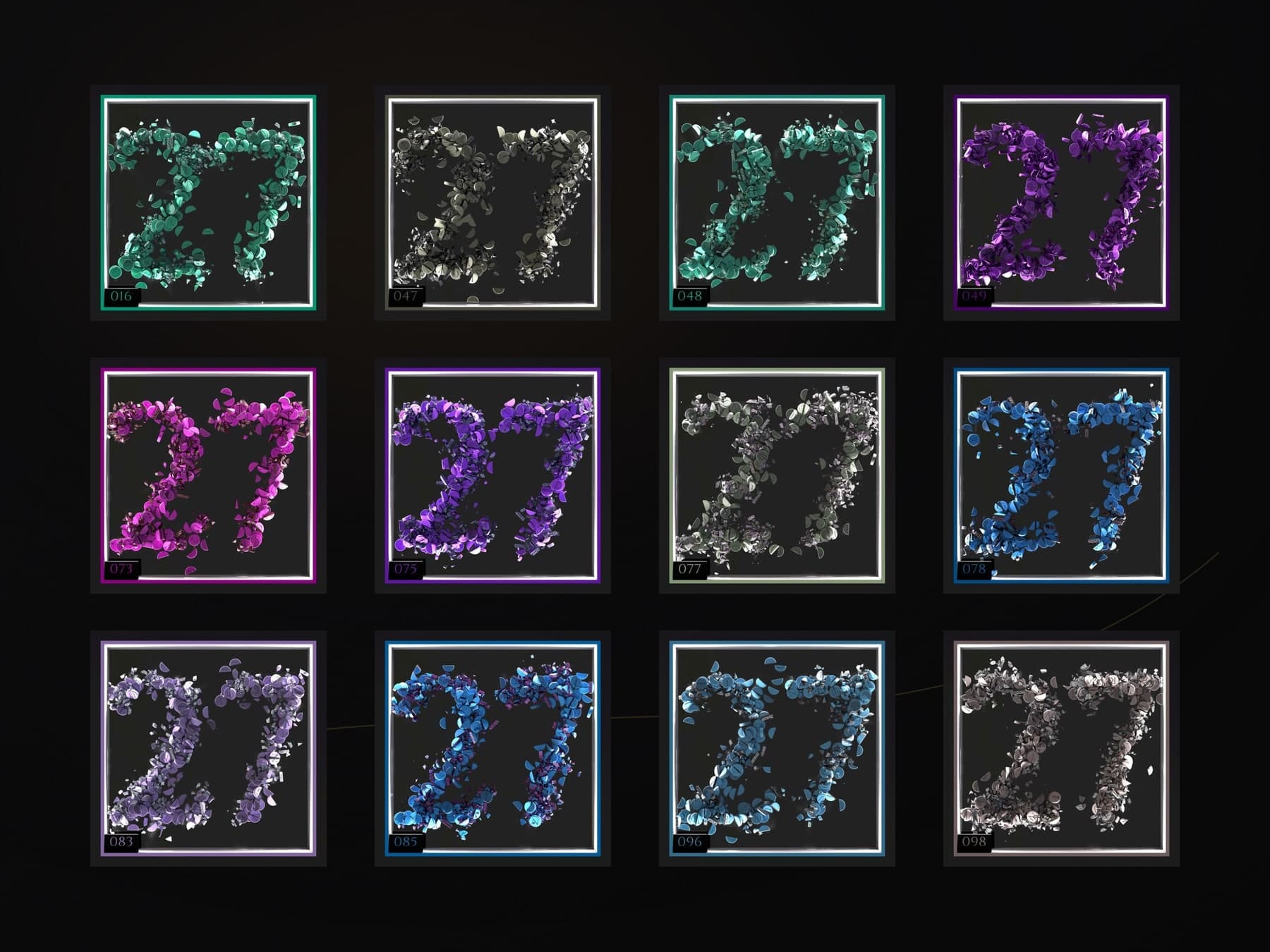 Selected grid of Surviving 27 cover artwork variations